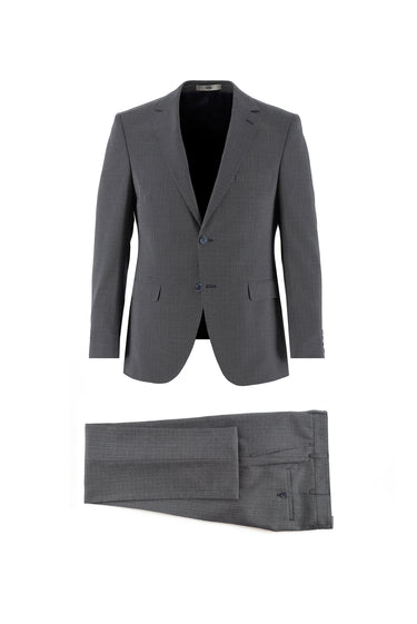 Koyu Lacivert Slim Fit Dar Kesim Desenli Klasik Takım Elbise