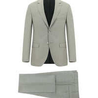 Açık Bej Slim Fit Dar Kesim Desenli Klasik Takım Elbise