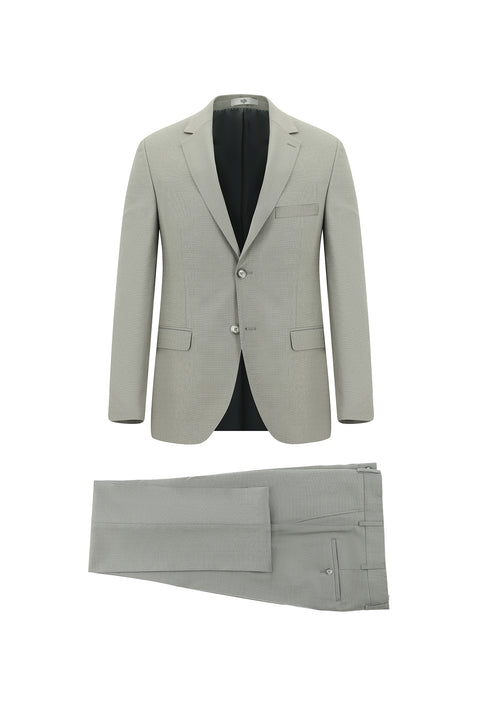 Açık Bej 7 Drop Slim Fit Dar Kesim Desenli Takım Elbise