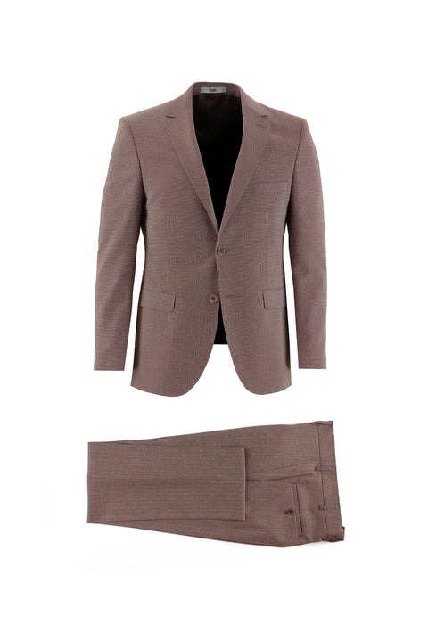 Kiremit 7 Drop Slim Fit Dar Kesim Desenli Takım Elbise