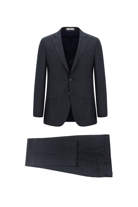 Orta Lacivert 6 Drop Regular Fit Standart Kesim Kuşgözü Takım Elbise