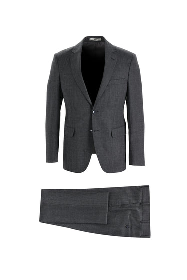  Siyah Slim Fit Dar Kesim Yünlü Kuşgözü Takım Elbise