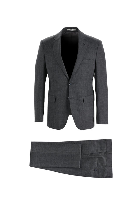 Siyah 7 Drop Slim Fit Dar Kesim Yünlü Kuşgözü Takım Elbise