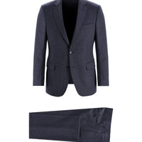 Koyu Lacivert 7 Drop Slim Fit Dar Kesim Kuşgözü Takım Elbise