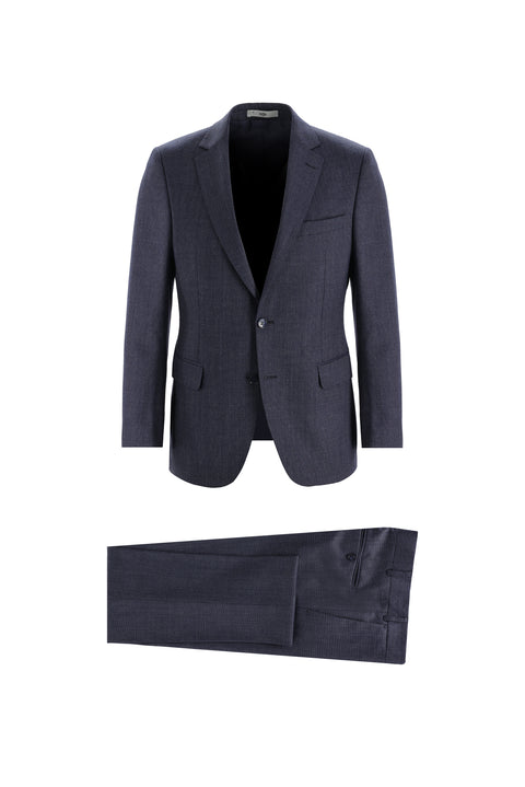 Koyu Lacivert 6 Drop Regular Fit Standart Kesim Kuşgözü Takım Elbise