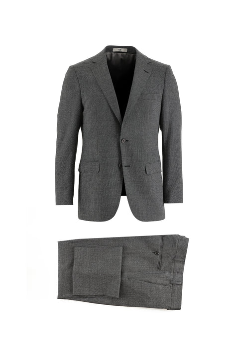 Siyah 7 Drop Slim Fit Dar Kesim Kuşgözü Yünlü Takım Elbise
