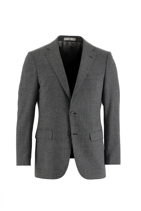 Siyah 7 Drop Slim Fit Dar Kesim Kuşgözü Yünlü Takım Elbise