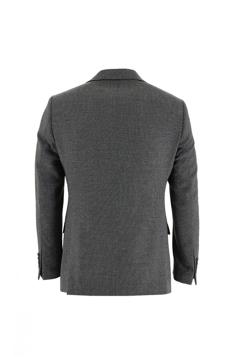 Siyah 7 Drop Slim Fit Dar Kesim Kuşgözü Yünlü Takım Elbise