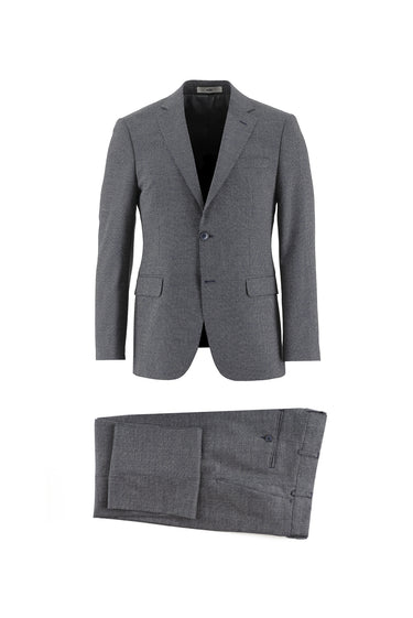 Koyu Lacivert Slim Fit Dar Kesim Yünlü Kuşgözü Takım Elbise