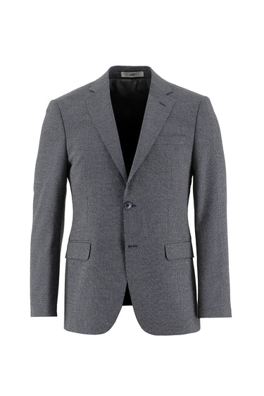 Koyu Lacivert Slim Fit Dar Kesim Yünlü Kuşgözü Takım Elbise