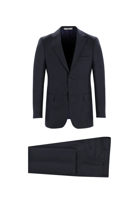 Koyu Lacivert 6 Drop Regular Fit Standart Kesim Yünlü Kuşgözü Takım Elbise