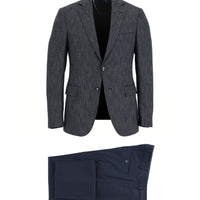 Orta Lacivert 7 Drop Slim Fit Dar Kesim Kombinli Takım Elbise