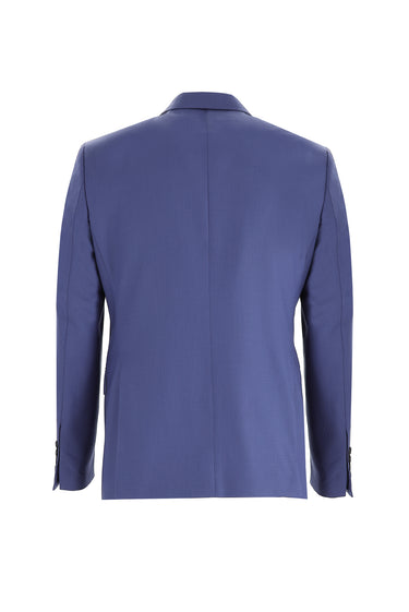  Koyu Mavi  Slim Fit Dar Kesim Yünlü Desenli Takım Elbise