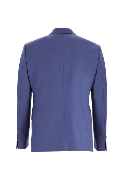 Koyu Mavi  7 Drop Slim Fit Dar Kesim Yünlü Desenli Takım Elbise