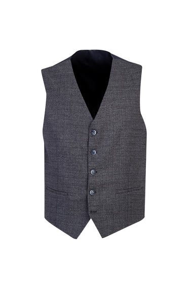 Koyu Lacivert Slim Fit Dar Kesim Yelekli Desenli Kombinli Takım Elbise
