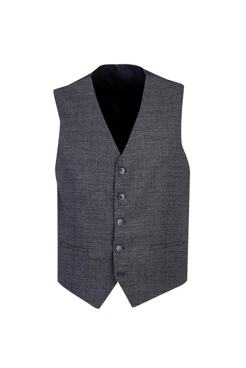 Koyu Lacivert 7 Drop Slim Fit Dar Kesim Yelekli Desenli Kombinli Takım Elbise