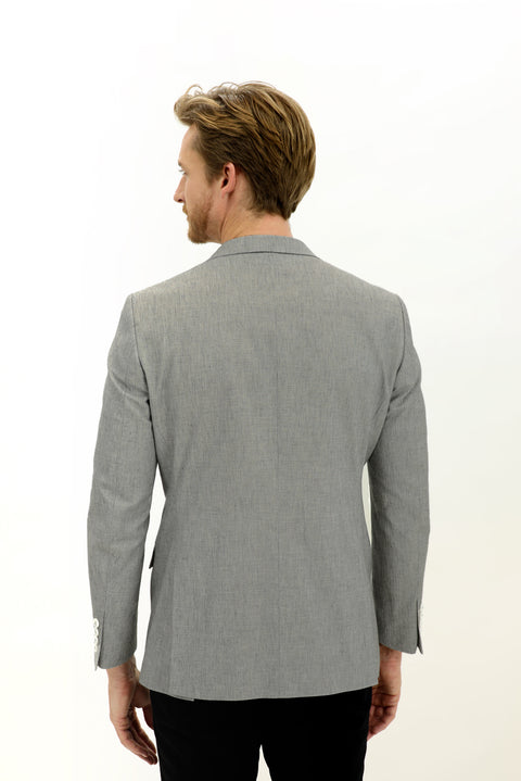 Light Grey 7 Drop Slim Fit Classic Patterned Jacket