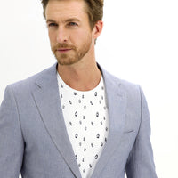 Açık Mavi Klasik Desenli Ceket