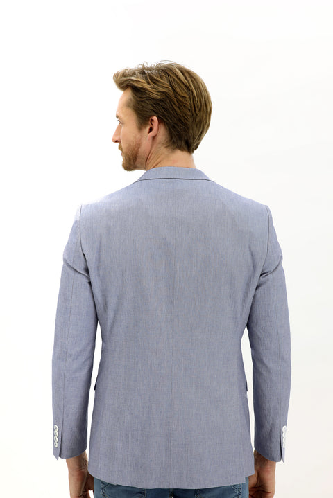 Açık Mavi 7 Drop Slim Fit Dar Kesim Klasik Desenli Ceket