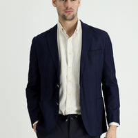 Dark Navy 6 Drop Regular Fit Linen Jacket