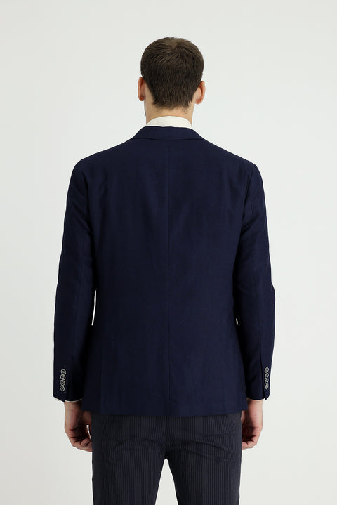 Dark Navy 7 Drop Slim Fit Linen Blend Jacket