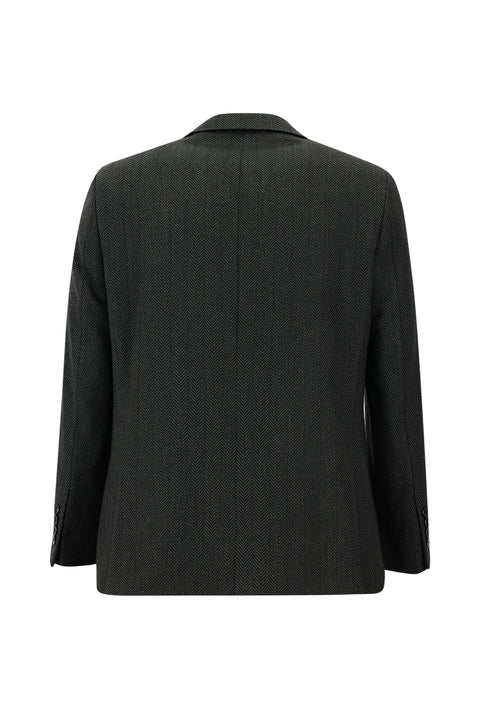 Siyah 4 Drop Relaxed Fit Rahat Kesim Desenli Ceket