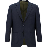 Orta Lacivert Relaxed Fit Rahat Kesim Desenli Ceket