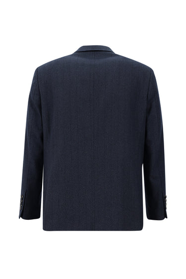 Orta Lacivert Relaxed Fit Rahat Kesim Desenli Ceket