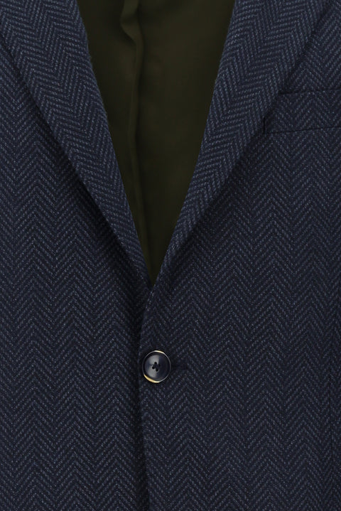 Orta Lacivert 6 Drop Regular Fit Standart Kesim Balıksırtı Ceket