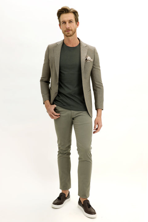 Medium Beige 6 Drop Regular Fit Patterned Jacket