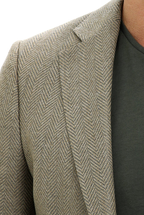 Medium Beige 6 Drop Regular Fit Patterned Jacket