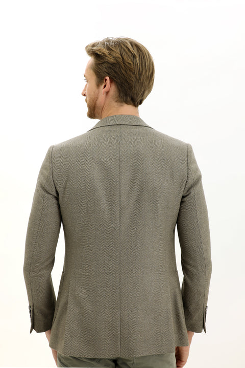 Medium Beige 6 Drop Regular Fit Patterned Jacket