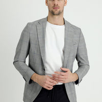 Black 6 Drop Regular Fit Standard Cut Plaid Jacket