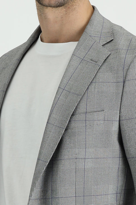 Black 6 Drop Regular Fit Standard Cut Plaid Jacket
