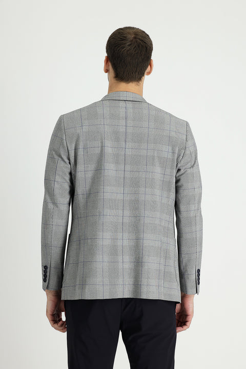 Black 6 Drop Regular Fit Standard Cut Plaid Jacket