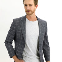 Siyah Slim Fit Dar Kesim Kareli Ceket