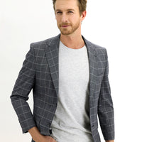Black 4-Drop Relaxed Fit Plaid Jacket