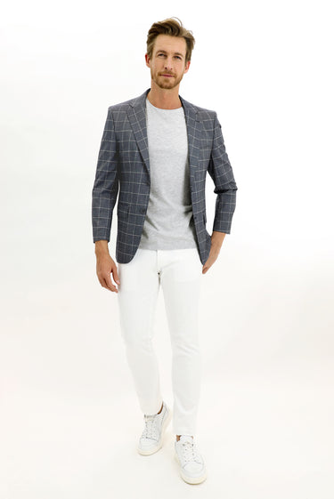 Siyah Regular Fit Kareli Ceket