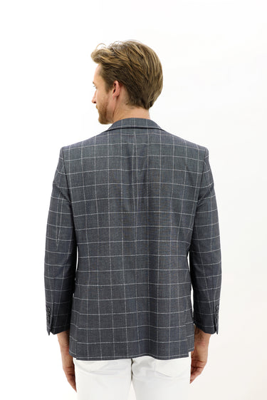 Siyah Slim Fit Dar Kesim Kareli Ceket