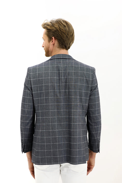 Siyah 7 Drop Slim Fit Dar Kesim Kareli Ceket