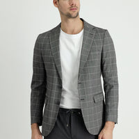Medium Grey 6 Drop Regular Fit Plaid Jacket