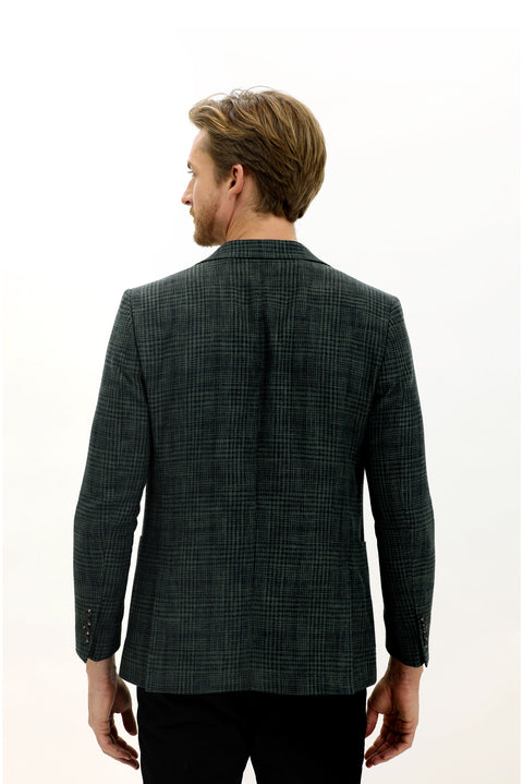 Koyu Yeşil 6 Drop Regular Fit Standart Kesim Ekose Ceket