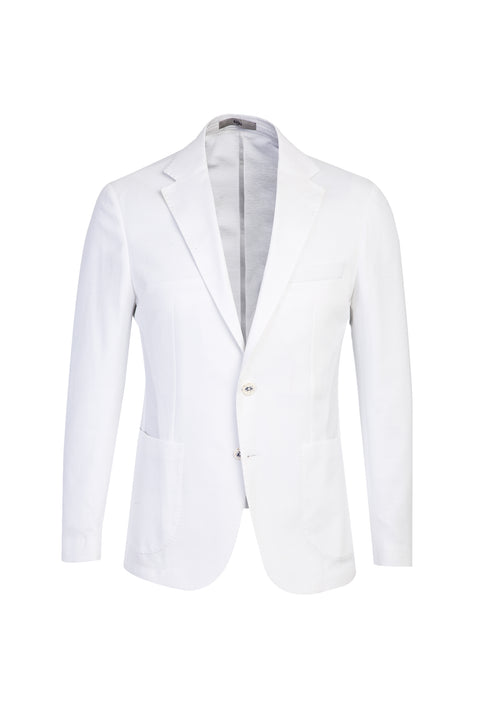 Beyaz 7 Drop Slim Fit Dar Kesim Spor Pamuk Ceket