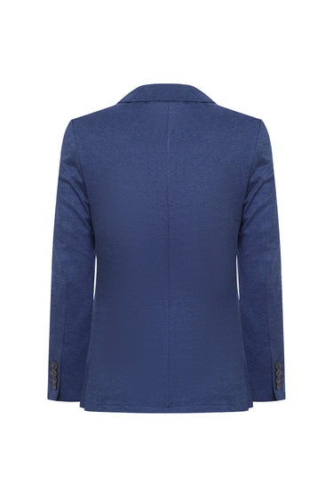 Açık Lacivert Slim Fit Dar Kesim Kuşgözü Pamuk Ceket