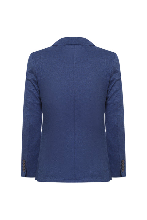 Açık Lacivert 7 Drop Slim Fit Dar Kesim Kuşgözü Pamuk Ceket