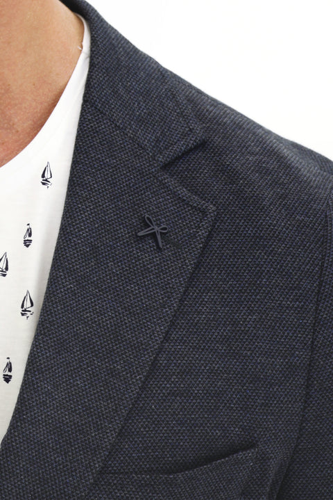 Koyu Lacivert 7 Drop Slim Fit Dar Kesim Kuşgözü Pamuk Ceket