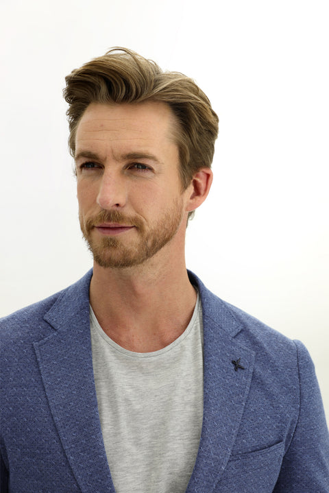 Koyu Mavi  7 Drop Slim Fit Dar Kesim Kuşgözü Spor Pamuk Ceket