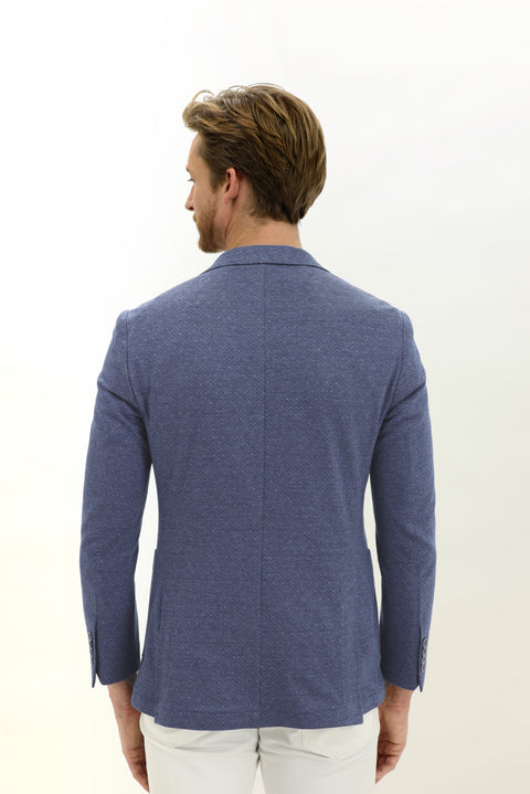 Koyu Mavi  7 Drop Slim Fit Dar Kesim Kuşgözü Spor Pamuk Ceket