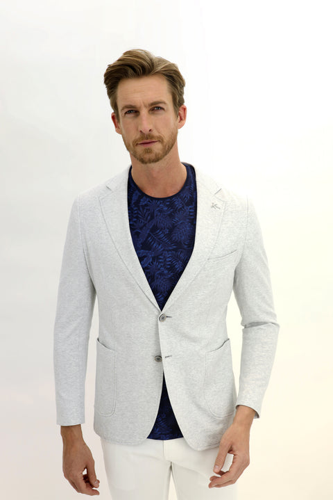 Açık Gri 7 Drop Slim Fit Dar Kesim Spor Pamuk Ceket