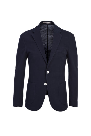 Siyah Lacivert Slim Fit Dar Kesim Kuşgözü Pamuk Ceket